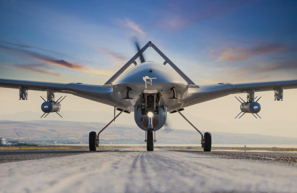 Armed Unmanned Aerial Vehicle on runway